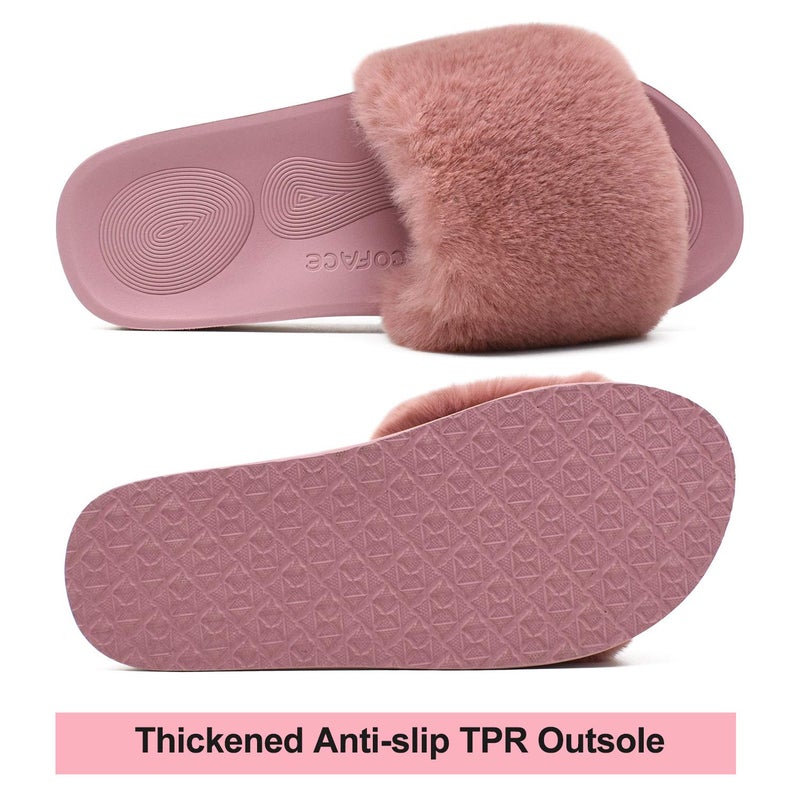 COFACE Womens Slippers with Arch Support Comfy Open Toe Fuzzy Woman House Shoes Size 9 Plantar Fasciitis Orthotic Slippers-for-Women Indoor - Image 5